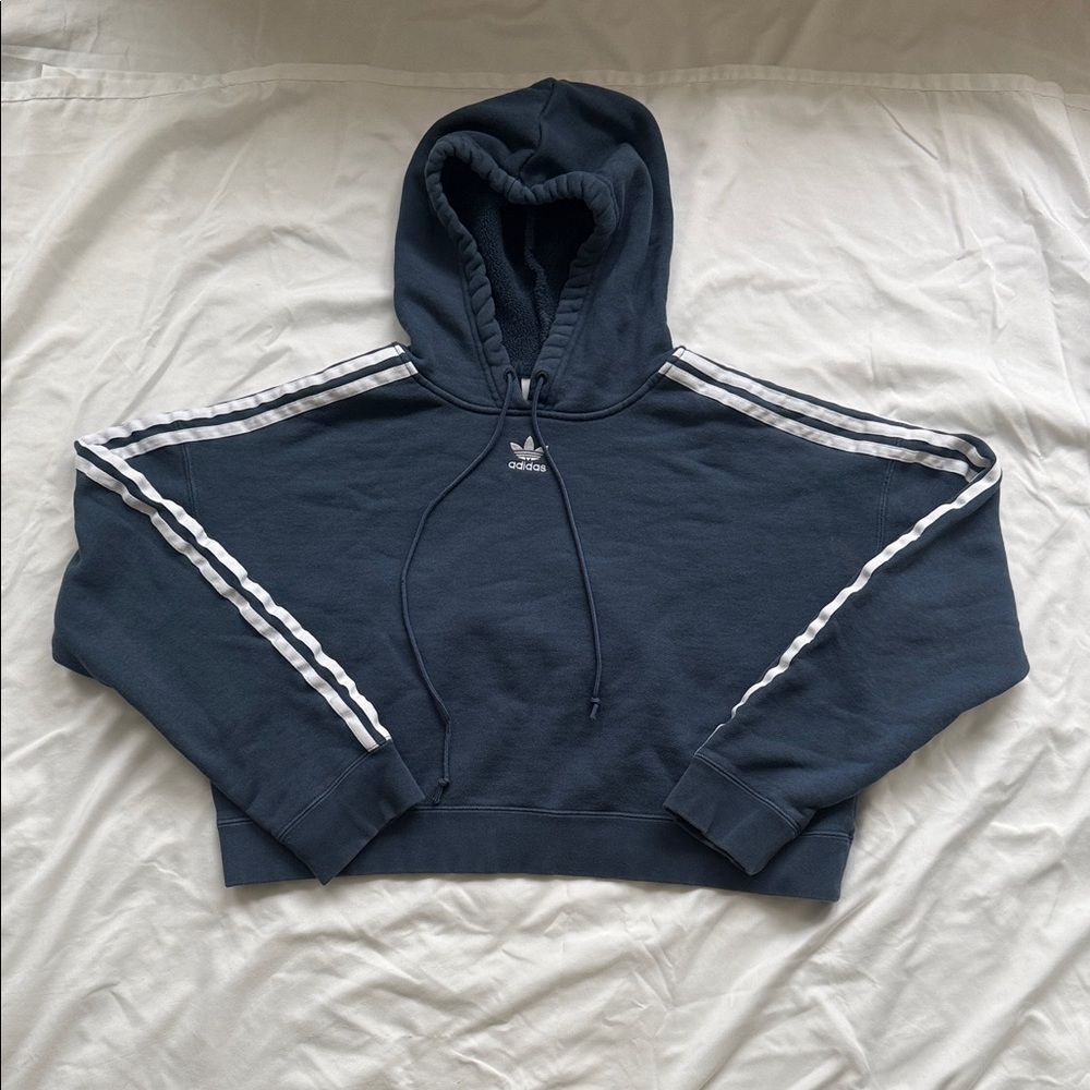 Adidas Dark Blue Hoodie with White Accents